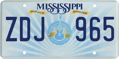 MS license plate ZDJ965