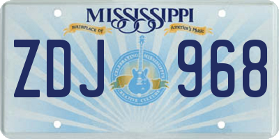 MS license plate ZDJ968