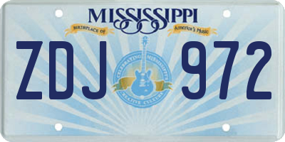 MS license plate ZDJ972