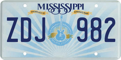 MS license plate ZDJ982