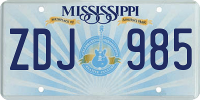 MS license plate ZDJ985