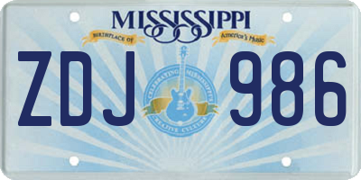 MS license plate ZDJ986