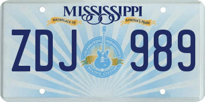 MS license plate ZDJ989
