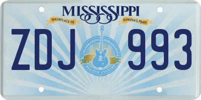 MS license plate ZDJ993