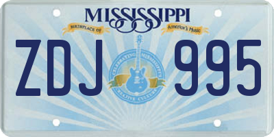MS license plate ZDJ995