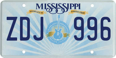 MS license plate ZDJ996