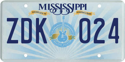 MS license plate ZDK024