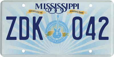 MS license plate ZDK042