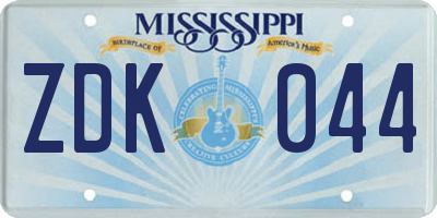 MS license plate ZDK044