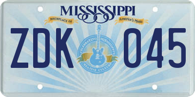 MS license plate ZDK045