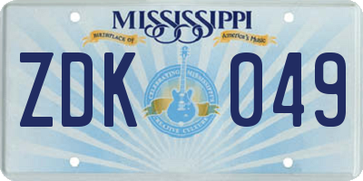 MS license plate ZDK049