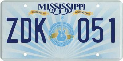 MS license plate ZDK051