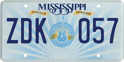 MS license plate ZDK057