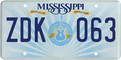 MS license plate ZDK063