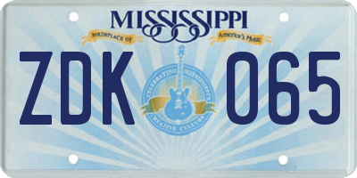 MS license plate ZDK065