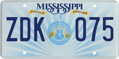 MS license plate ZDK075