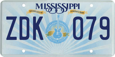 MS license plate ZDK079