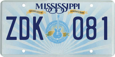 MS license plate ZDK081
