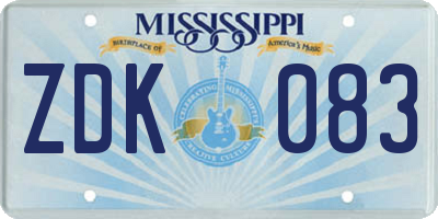 MS license plate ZDK083