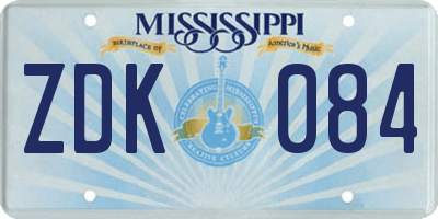 MS license plate ZDK084