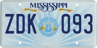 MS license plate ZDK093
