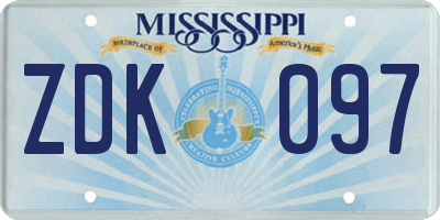 MS license plate ZDK097