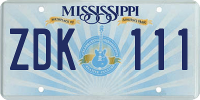 MS license plate ZDK111