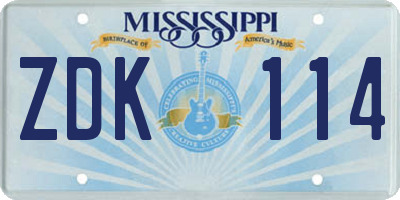 MS license plate ZDK114