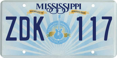 MS license plate ZDK117