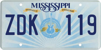 MS license plate ZDK119