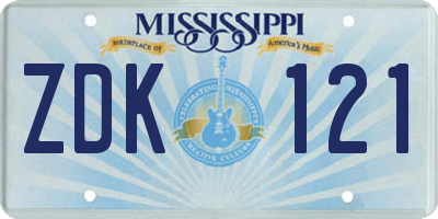MS license plate ZDK121