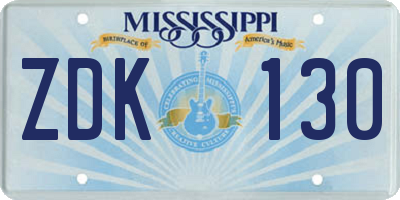 MS license plate ZDK130