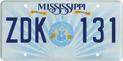 MS license plate ZDK131