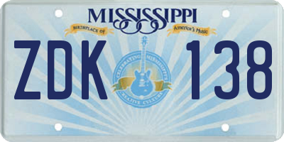 MS license plate ZDK138