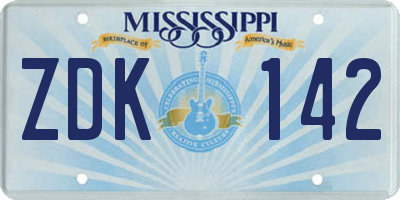 MS license plate ZDK142