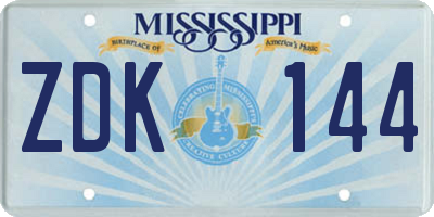 MS license plate ZDK144