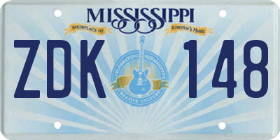 MS license plate ZDK148