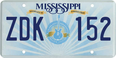 MS license plate ZDK152