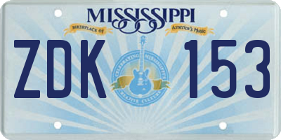 MS license plate ZDK153