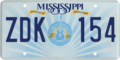 MS license plate ZDK154