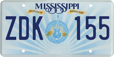 MS license plate ZDK155