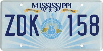 MS license plate ZDK158