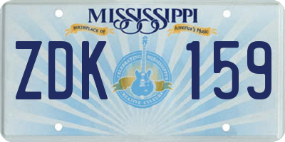 MS license plate ZDK159