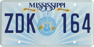 MS license plate ZDK164
