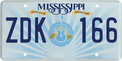 MS license plate ZDK166