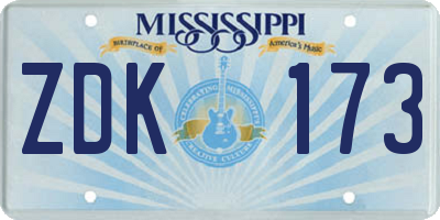 MS license plate ZDK173