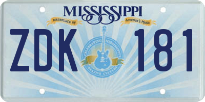MS license plate ZDK181