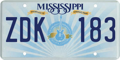 MS license plate ZDK183