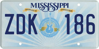 MS license plate ZDK186