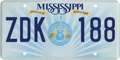 MS license plate ZDK188